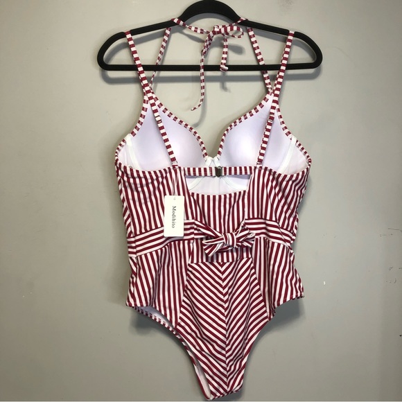NWT Modihito Stripe Moulded Adjustable Straps One Piece Swimsuit, size XL - Picture 7 of 12